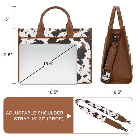 Wrangler Carry-All Large Tote Work Tote /Crossbody - Cow-Brown NWT - Picture 7 of 8
